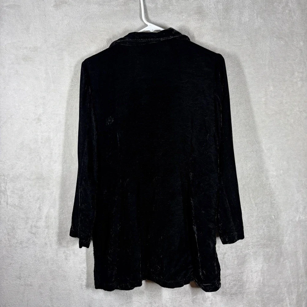 Black Velvet Silk Blend Blouse Size S Whimsigoth 90s Alternative Dark Romantic